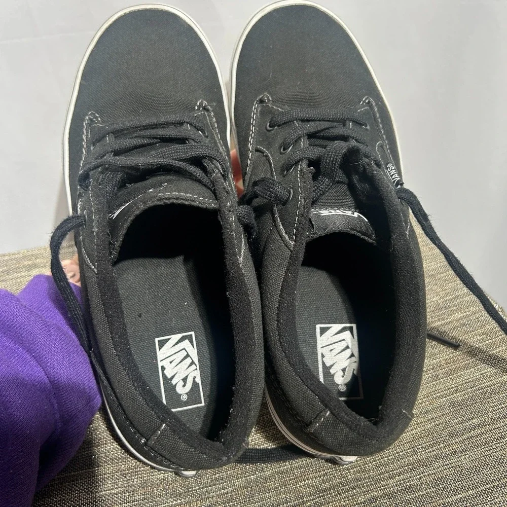 Vans Youth Size 6 Athletic Low Top‎ Textile Canvas Skate Shoes Black TB4R